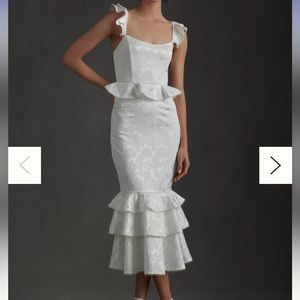 V. Chapman Violet Corset Ruffled Tiered Hem Midi Dress size 6